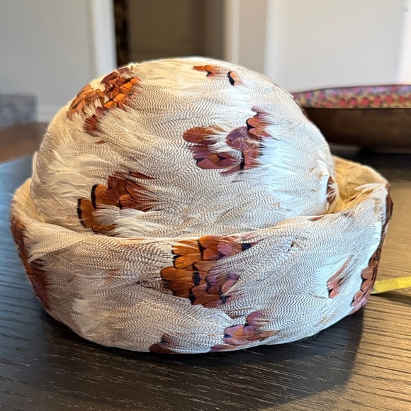 Strictly From Unger New York Chic Bowl Feathered Women\'s Hat in Cream and Brown main image 6